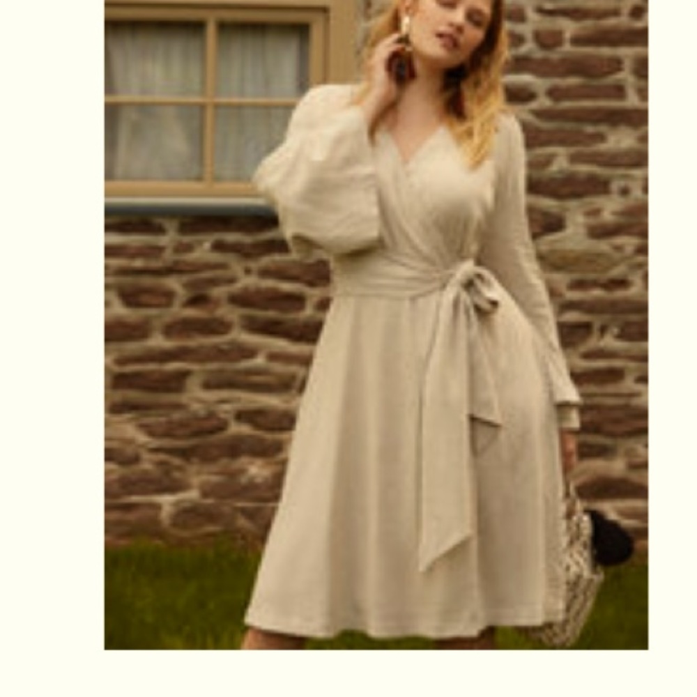 Eloquii Tie Waist Flare Sleeve Dress